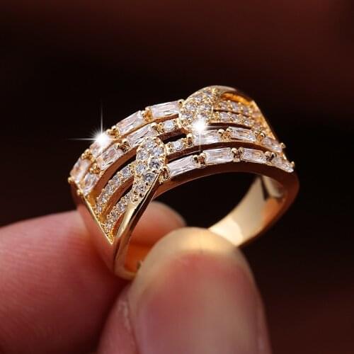 Women Rings Inlaid Rectangular White Zircon Irregular Rings Fashion Glamour Banquet Engagement Ring Birthday Gift For Girlfriend