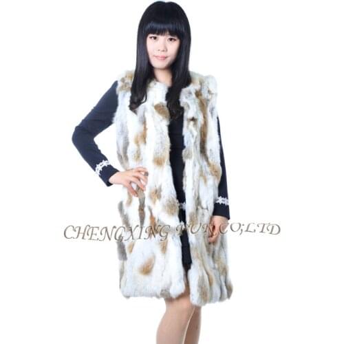 CX-G-B-40 New Design Patchwork Real Rabbit Fur Vest For Women