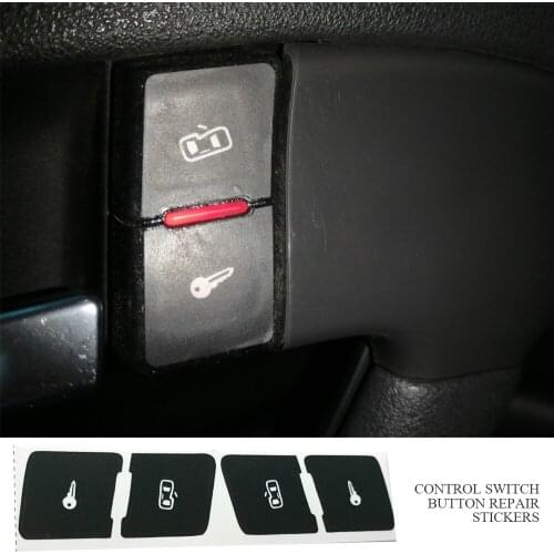 1 Pc Matte Black Car Door Lock Control Switch Button Repair Stickers Decals For Audi A3L Fixed Ugly Button Car Stickers