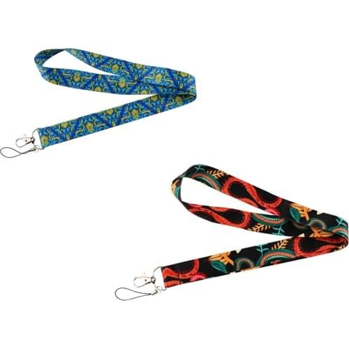 10pcs/lot J2934 Gothic Snake flower Pattern Art Neck Strap Lanyard for keys ID Card Gym Phone Straps badge holder DIY Hang Rope