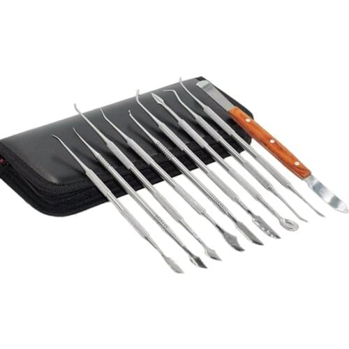 10 Pcs/Set Dental Spatula Plaster Knife Waxing Carving Lab Tools Dental Supplies Dental Instrument Teeth Whitening Kit