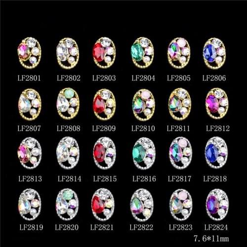 New 10pcs Colours Charm Alloy Pearl Diamonds 3D Nail Art Decorations Shiny Crystal Jewelry Manicure DIY Accessory