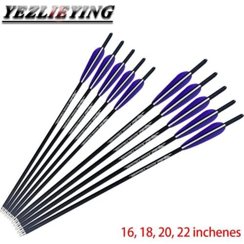 12Pcs 16"20" spine 400 Crossbow Carbon Arrows Hunting Replaced Arrowhead for crossbows and bows shooting