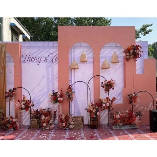 2pcs Outing Lawn Iron Arch Pergola Backdrops Plinths Flower Archway Outdoor Curtain Balloons Props Stand Celebration Decoration