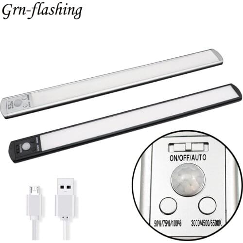 40cm 126 LED Motion Sensor Under Cabinet Light USB Rechargeable Night Light Cupboard Wardrobe for Bedroom Closet Kitchen Lamp
