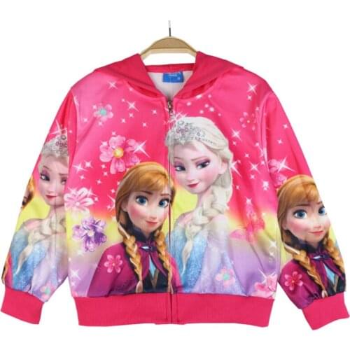 2021 New Spring Autumn Frozen anna elsa princess Girls Coat Baby Kids Flower Hooded Outwear Baby Kids Coats Jacket Clothing 2-8y