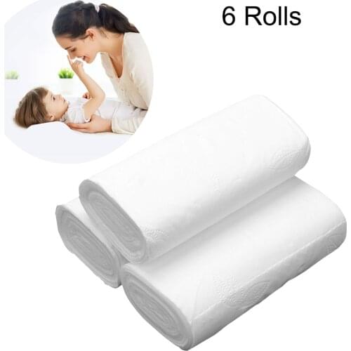 6 Rolls Home Bath Kitchen Tissue Roll Toilet Roll Paper Tissue Napkin No fragrance 4 Layers Coreless Toilet Paper Hand Towels