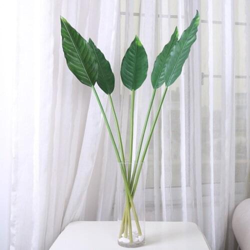 6pcs Large Leaves Tree Plants Branches Green Artificial Banana Leaf Floral Wedding Home Decoration Tropical Leaves 85-115cm