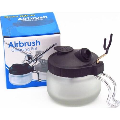 Airbrush Cleaning Pot Stainless Steel Needle Stabilizer Paint Station Glass Jar Bottles Filter Frosted Spray Gun Cleaner Tool