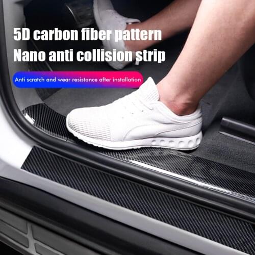 Car Stickers Rubber Strip Anti Scratch Door Sill Protector 5D Carbon Fiber Car Threshold Protection Bumper Film Sticker