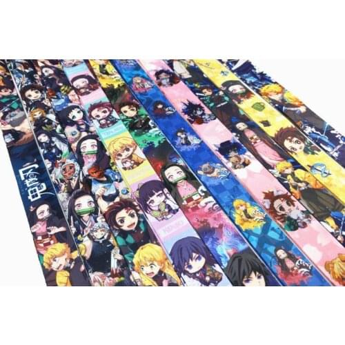 20 PCS Demon Slayer Kimetsu no Yaiba key lanyards id badge holder keychain straps for mobile phone Free Shipping