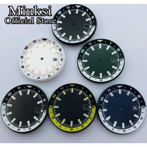 Miuksi 36.5mm black white green blue sterile dial luminous dial fit NH35 NH36 movement