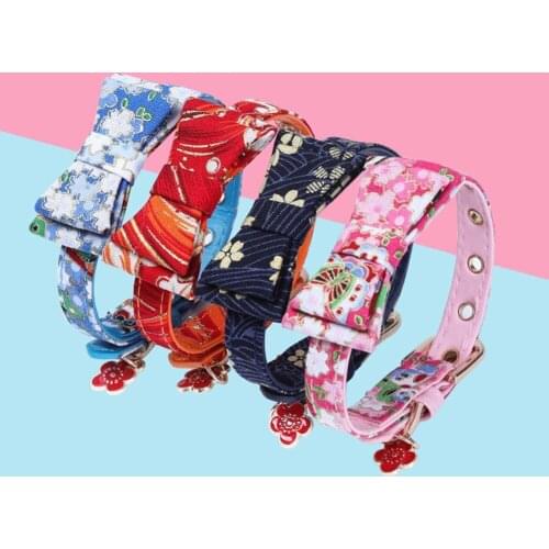 Printing Floral Bowknot Cat Collar Puppy Kitten Bow Tie Necktie Adjustable Buckle Pet Necklace Pet Cats Accessories