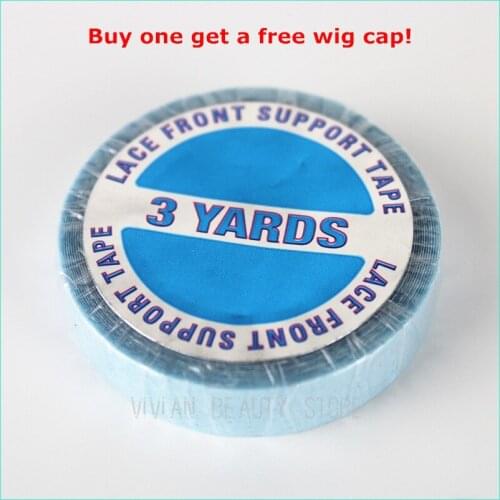 1 piece double -sided wig tape for hair extension/toupee/lace wig hair glue human adhesive with a free wig cap free shipping