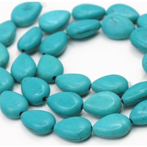 Blue Turkey Turquoises Stone Loose Beads Spacer DIY Accessories Calaite Flat Tear Drop Shape 10x14mm Jewelry Finding 16inch A467