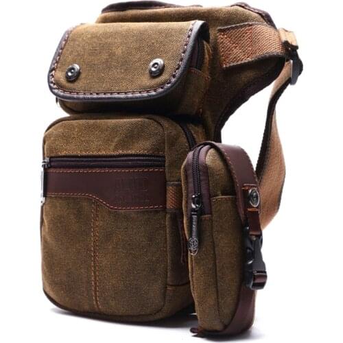 Men Canvas Drop Leg Bag Thigh Waist Hip Belt Bum Fanny Pack Cross Body Messenger Shoulder Bags for Travel Motorcycle