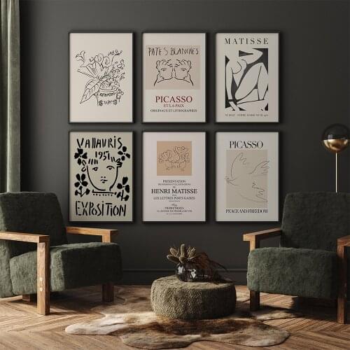 Picasso Matisse Girl Bird Line Drawing Wall Art Canvas Painting Nordic Posters And Prints Wall Pictures For Living Room Decor