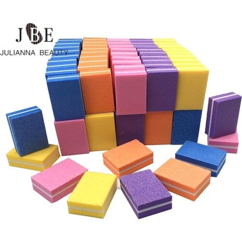 100pcs Mini Nail Buffer Block Sponge Small Nail File Nail Art Files Double Side Manicure Sanding Sandpaper Nail Polish Polisher