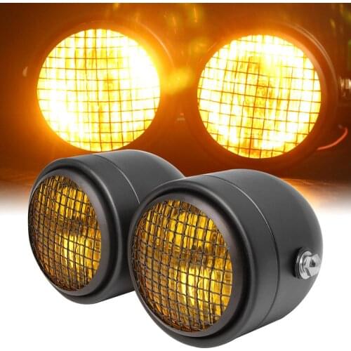Motorcycle Cafe Racer Dominator Grill Twins Dual Headlight Streetfighter Double Headlamp For Harley Honda Yamaha Custom Bobber