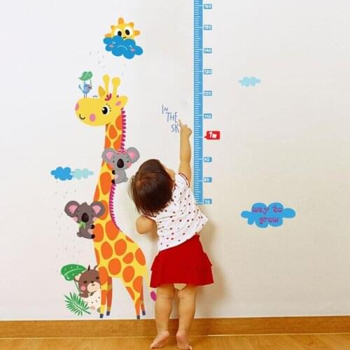 Cartoon Home Bedroom Visual Chart Nursery Decoration PVC Height Chart Sheet Wall Stickers for Kids room decoracion hogar moderno