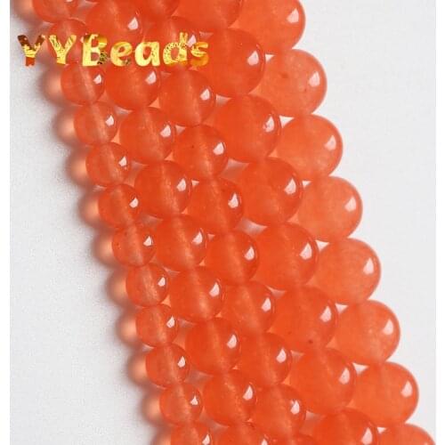 Natural Gem Stone Dark Orange Chalcedony Beads Jades Round Charms Beads For Jewelry Making DIY Bracelets 4 6 8 10 12 14mm 15"