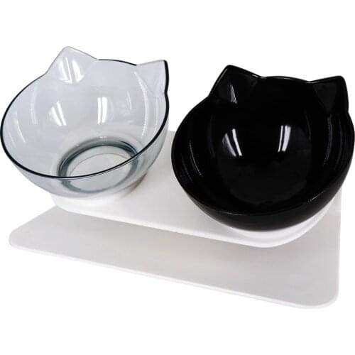 Non-slip Cat Bowl Double Dog Cat Bowl With Raised Stand Pet Food Water Bowls For Dogs Cats Drinking Feeder Supplies Pet Products