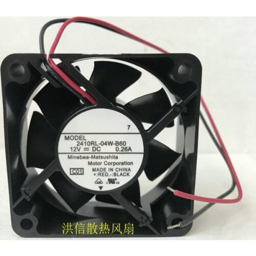 New 6025 2410rl-04w-b60 DC12V 0.26A 2-wire double ball cooling fan