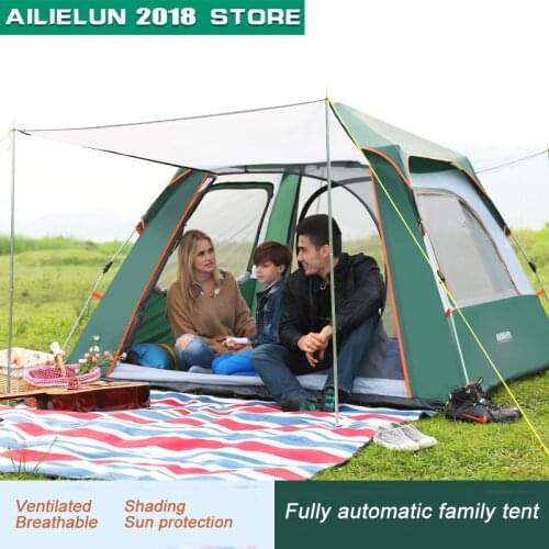 2021 Outdoor Automatic Quick Open Spring Tent 3-4 People Waterproof Camping Tent Portable Family Beach Throw Pop Up Hiking Tents