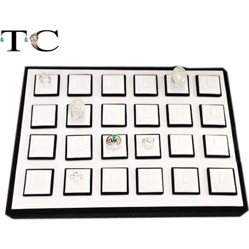 2015 Hot Sale Gift Box Promotion On Sale Jewelry Display Tray Ring Props Pallet Diamond Black And White 24 Magnet free Shipping
