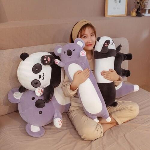 70-130cm Cute Panda Koala Long Pillows Soft Sleep Pillow Stuffed Animals Bear Plush Toys for Children Cartoon Doll Kawaii Gifts