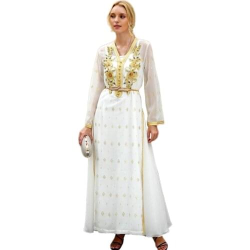 Luxury Abaya Embroidery Long Dress Party Evening Muslim Women Elegant Arab Robe Gown Ramadan Islamic Vestido Middle East Fashion