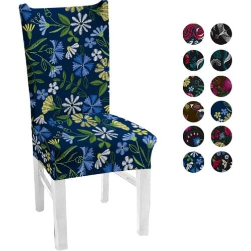 Embroidery Printed Chair Cover Big Elastic Stretch Seat Slipcovers Office Bench Covers For Home Party Dining Room