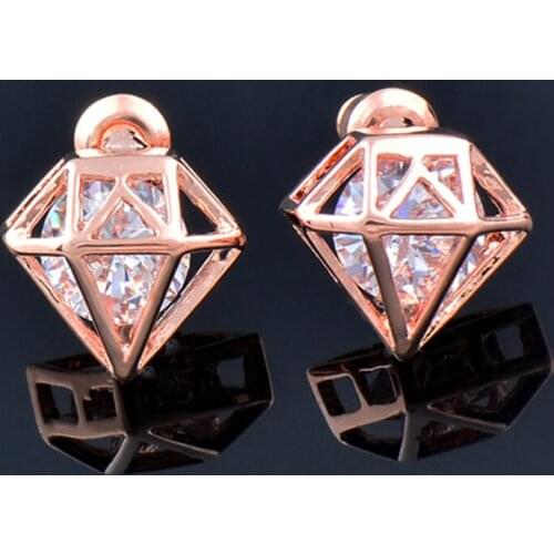 SINLEERY Fashion Cubic Zirconia Stud Earrings Rose Gold Silver Color Fashion Earring Women Wedding Jewelry Es776 SSC