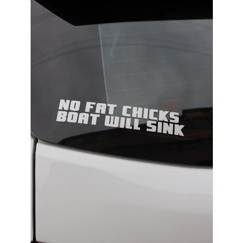 ZTTZDY 20CM*3.8CM Reflective Vinyl Decal No Fat Chicks Boat Will Sink Car Sticker Black Silver ZJ2-0140