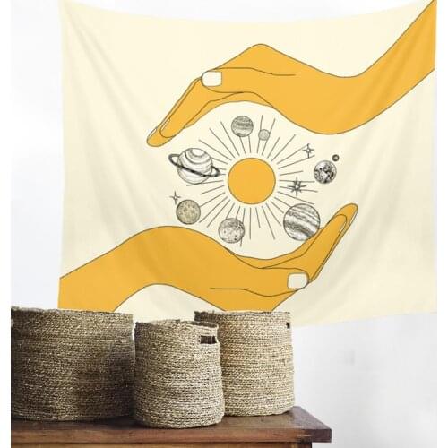 Tarot Hanging Tapestries Moon Sun Star Tapestry Hippie Wall Hanging Celestial Wall Carpets Dorm Decor Psychedelic Tapestry