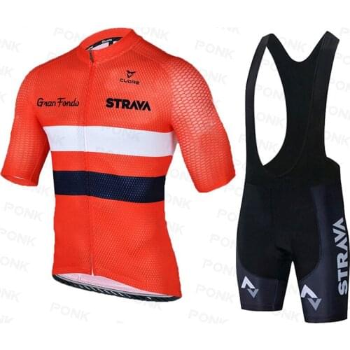 2021 STRAVA Short Sleeve Cycling Jersey Set Bib Pants Ropa Ciclismo Bicycle Clothing MTB Bike Short Sleeve Jersey Mens Clothes