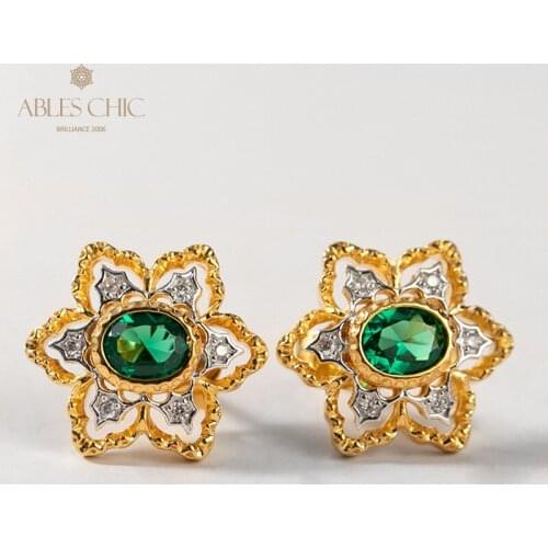 Vintage Gemstone Ruby Star Flower Earrings 925 Silver Daisy Lace Emerald Zircon Paved Engraved Sapphire Studs Gold Fine Jewelry