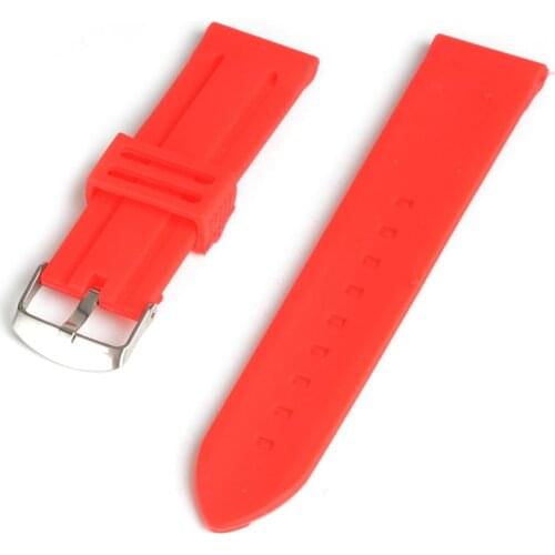 High Quality 20mm 22mm 24mm Silicone Strap Rubber Buckle Watchbands Men Women Sport Wrist Watch Band Red