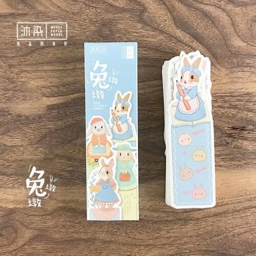 30pcs/Box kawaii rabbit girl series stationery bookmark reading newspaper label school office supplies gift stationery