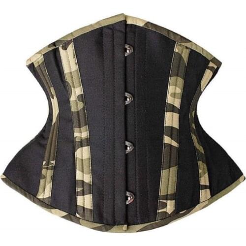 Gothic Womens 24 Steel Boned Waist Trainer Corsets Bustier Body Waist Cincher Camouflage Underbust Top Lingerie Body Shaper