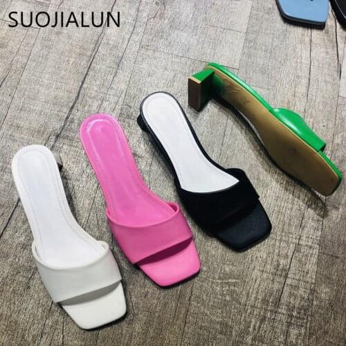 SUOJIALUN Women Brand Slippers 2020 Summer Outdoor Beach Flip Flop Open Toe Flat Casual Low Heel Leisure Sandal Female Slides