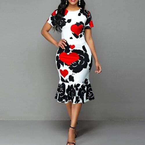 Summer Sexy Slim Formal Bodycon Dress Printed Ruffles Women O Neck Short Sleeve Dress for Wedding Bodycon Mini Party Dress