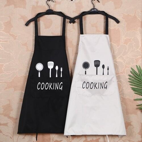 1PC Polyester Water-Proof Oil-proof Women Apron Sleeveless For Kitchen Baking Cooking Aprons Black White Women Man Aprons