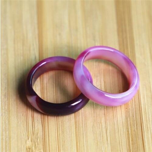20pcs Fashion Natural Stone Ring Unisex Black Green Red Agates Circle Finger Rings Wedding Band Christmas Charms Jewelry Gifts