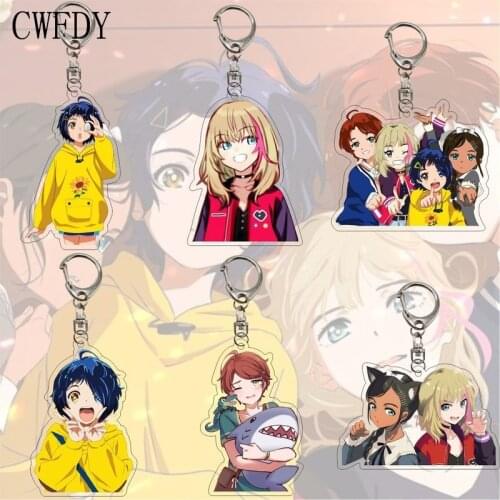 50pcs Wonder Egg Priority Ohto Ai Keychain Anime Characters Cartoon Print Acrylic Key Chain School Bag Pendant Keyring Jewelry