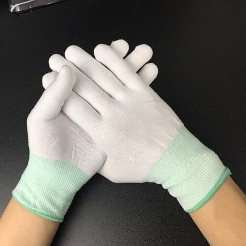 New 1Pair Antistatic Gloves Anti Static ESD Electronic Working Gloves Pu Finger Coated Finger PC Antiskid for Finger Protection