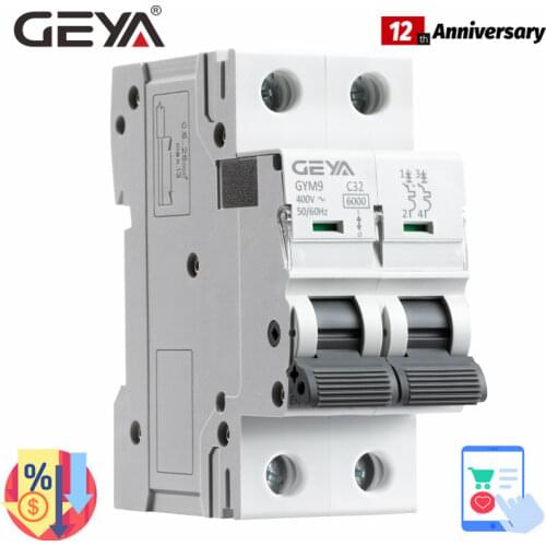 GEYA GYM9 2P 6KA Breaking Capacity MCB Din Rail Mini Circuit Breaker 6A-63A AC Type Factory Direct Manufacturer