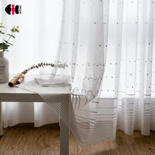 White Embroidered Sheer Curtain for Living Room Bedroom Rural Pastoral Countryside French Window Tende M092C