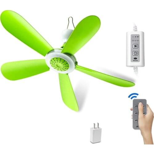 5V 5w Mini Mute Electric Ceiling fan USB power supply 3 gears adjustment 2-8hours timing Remote control Copper motor 42x15cm