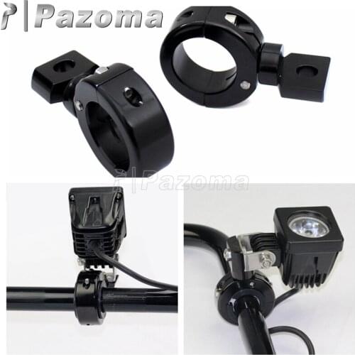 Black Universal Motorcycle 1-1/4" & 7/8" & 1" CNC Engine Crash Bar 22mm Handlebar Spotlight Fog Light Mounting Bracket Holder